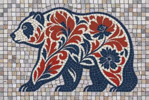 Floral Bear Mosaic Art – 60×40 cm