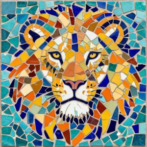 Majestic Lion Trencadís Mosaic Art