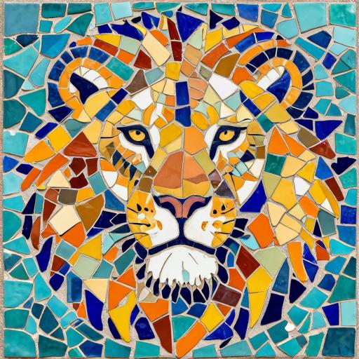 Majestic Lion Trencadís Mosaic Art