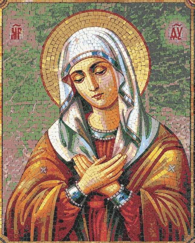 Serene Virgin Mary Mosaic Art - 60x75 cm