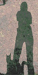 Silhouette of Person and Cat Mosaic Art