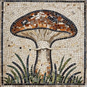 Mushroom in the Grass – Opus Tessellatum Mosaic Art