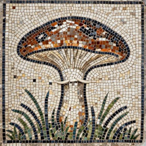 Mushroom in the Grass - Opus Tessellatum Mosaic Art