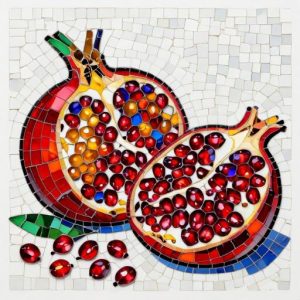 Vibrant Pomegranate Mosaic Art – Custom Size