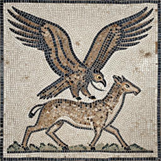 Griffin Attacking a Doe - Opus Tessellatum Mosaic