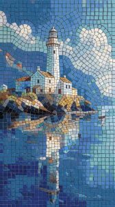 Lighthouse Reflection Mosaic Art – 45×80 cm