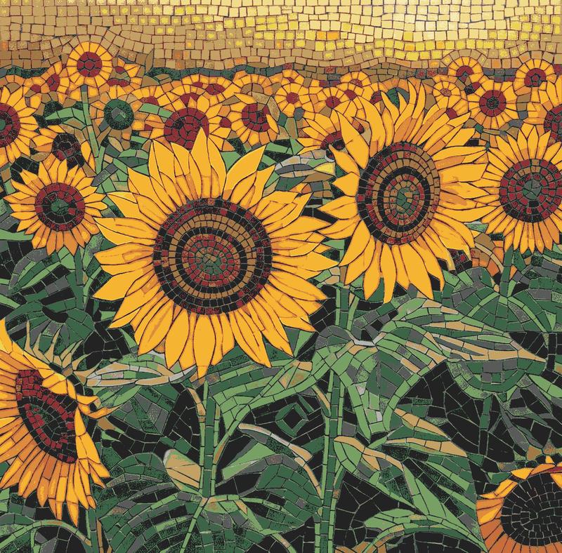 Vibrant Sunflower Field Mosaic Art