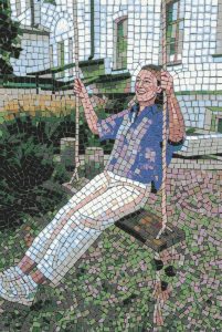 Joyful Woman on a Swing Mosaic Art