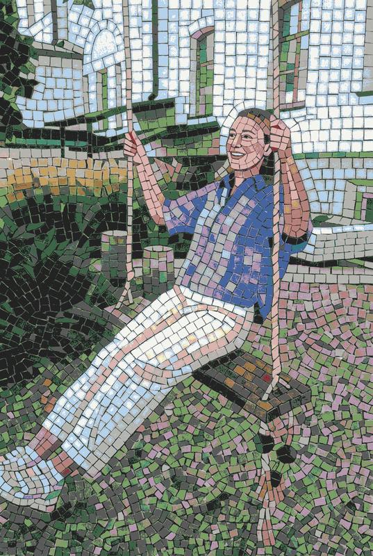 Joyful Woman on a Swing Mosaic Art