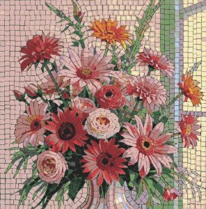 Vibrant Floral Bouquet Mosaic Art
