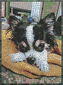 Mosaic Portrait of a Black and White Dog – 60×80 cm