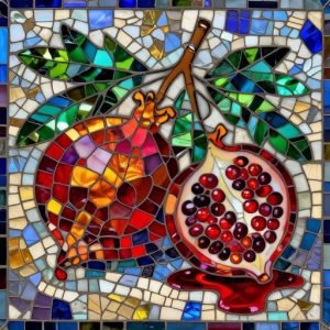 Pomegranate Still Life Mosaic Art – Opus Incertum