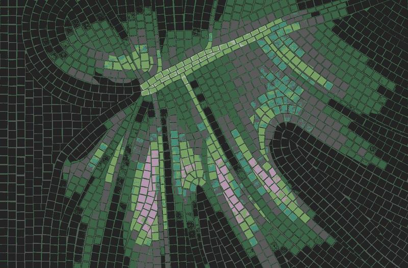 Abstract Green Radiance Mosaic Art