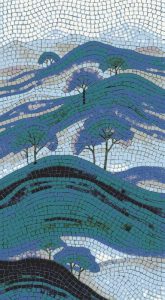 Blue Rolling Hills Mosaic Art