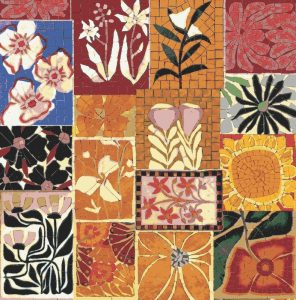 Floral Botanical Mosaic Art – 25×25 cm