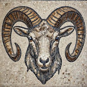Ram’s Head Opus Tessellatum Mosaic Art