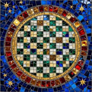Starry Night Chessboard Mosaic Table