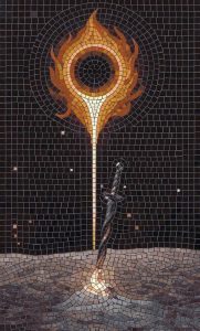 Mystical Sword and Solar Halo Mosaic Art