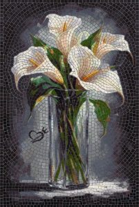 Elegant White Calla Lilies Mosaic Art