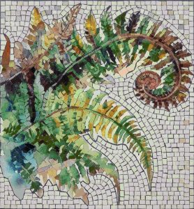 Curling Fern Mosaic Art – Natural Greenery