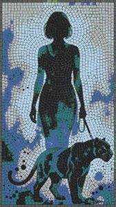 Silhouette of Woman with Panther Mosaic Art