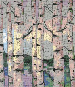 Ethereal Birch Forest Mosaic Art