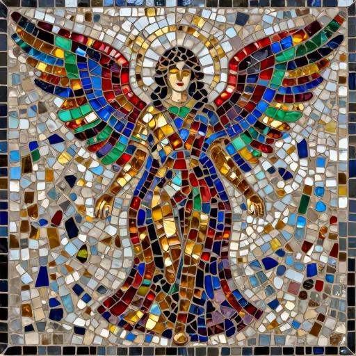 Colorful Angel Mosaic Art - Custom Opus Incertum Piece