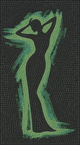 Green Neon Silhouette Mosaic Art