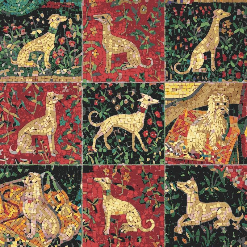 Classical Mosaic Art: Golden Dogs Collection