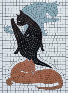 Three Colorful Cats Mosaic Art