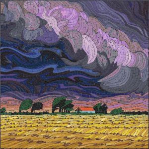 Swirling Sky over Golden Fields Mosaic Art