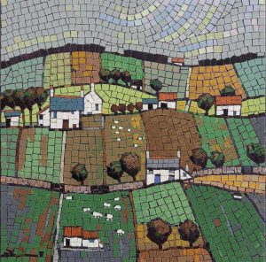 Rustic Rural Landscape Mosaic Art