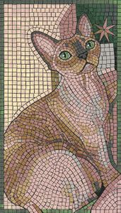 Elegant Mosaic Cat Portrait – 60×105 cm