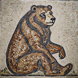 Handcrafted Brown Bear Mosaic Art – Opus Tessellatum