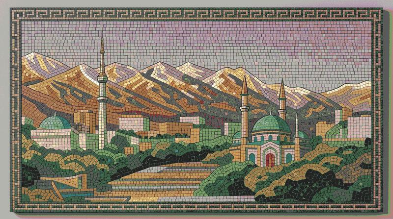 Majestic Islamic Cityscape Mosaic Art