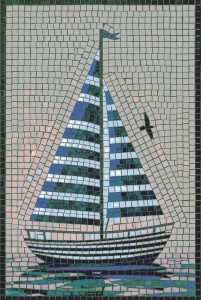 Sailing Boat Mosaic Art – Nautical Wall Decor
