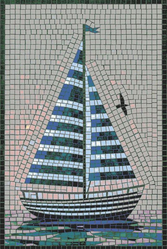 Sailing Boat Mosaic Art - Nautical Wall Decor