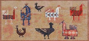 Colorful Stylized Birds Mosaic Art