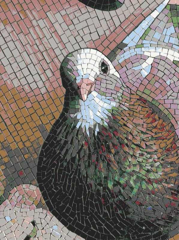 Urban Pigeon Mosaic Art - Handcrafted Bird Portrait