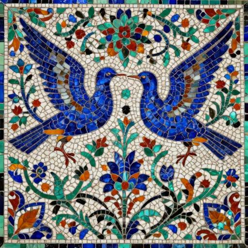 Florentine Mosaic "Two Swans in Flight"