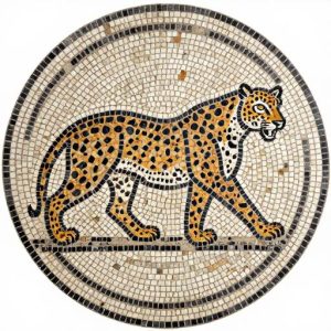 Custom Leopard Mosaic Round Tabletop – Opus Tessellatum