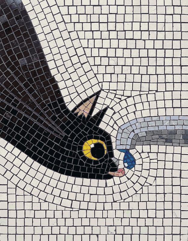 Black Cat Drinking Water Mosaic Art