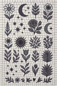 Monochrome Nature and Celestial Mosaic Art