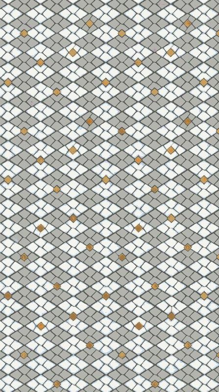 Elegant Geometric Gold and White Mosaic Pattern
