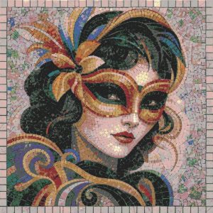 Mysterious Masquerade Woman Mosaic Art