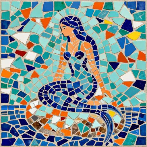Mermaid on the Shore Trencadís Mosaic Art