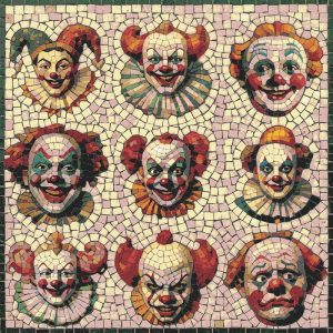 Mosaic Art: Nine Expressions of Clowns