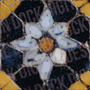 Abstract Blue Floral Mosaic Art – 10×10 cm