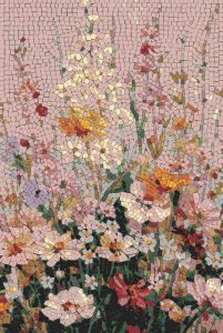 Pastel Flower Garden Mosaic Art – 60×90 cm