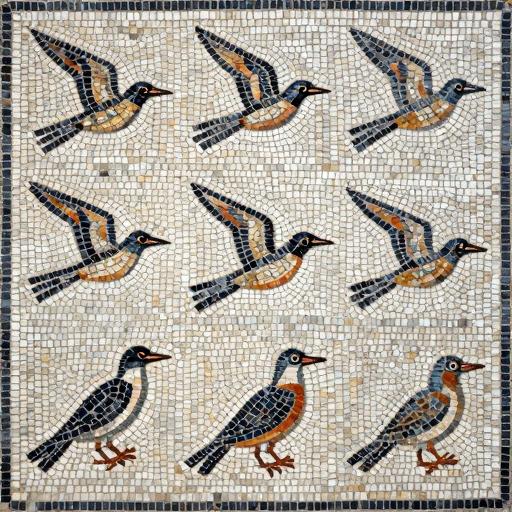 Birds Flight Mosaic Art - Opus Tessellatum Style
